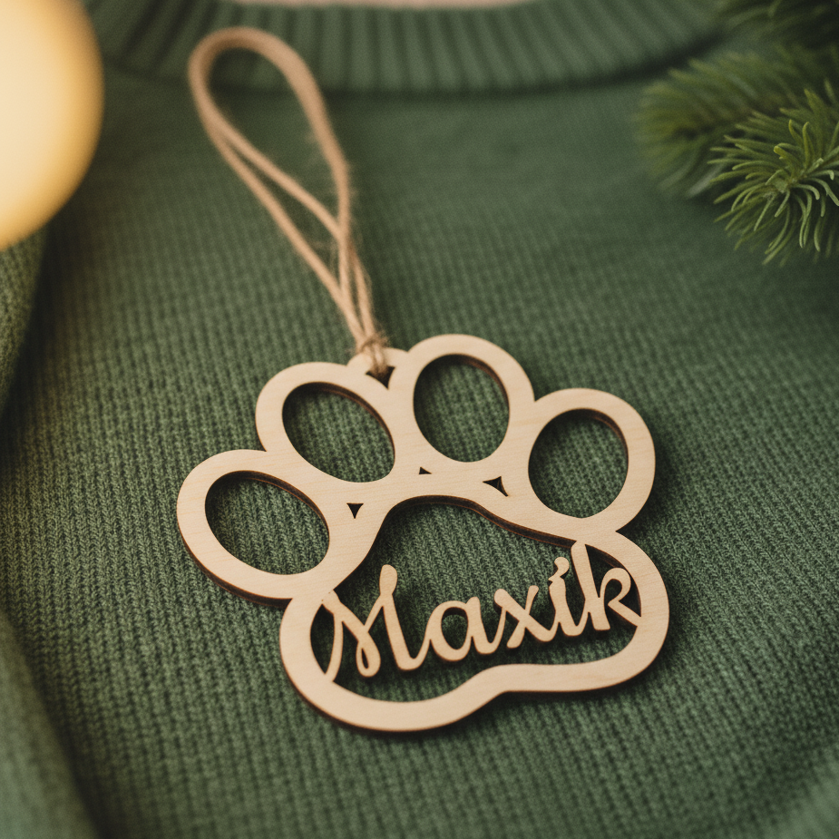 Vánoční ozdoba – Tlapka se jménem