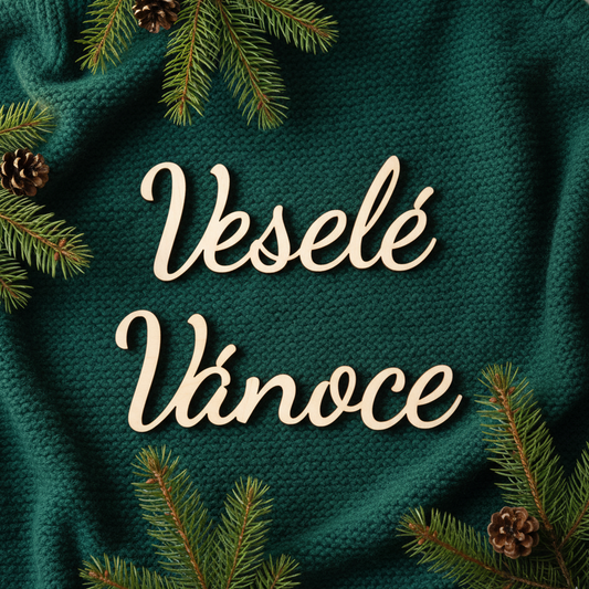 Velký dřevěný nápis „Veselé Vánoce“ – dekorace na zeď