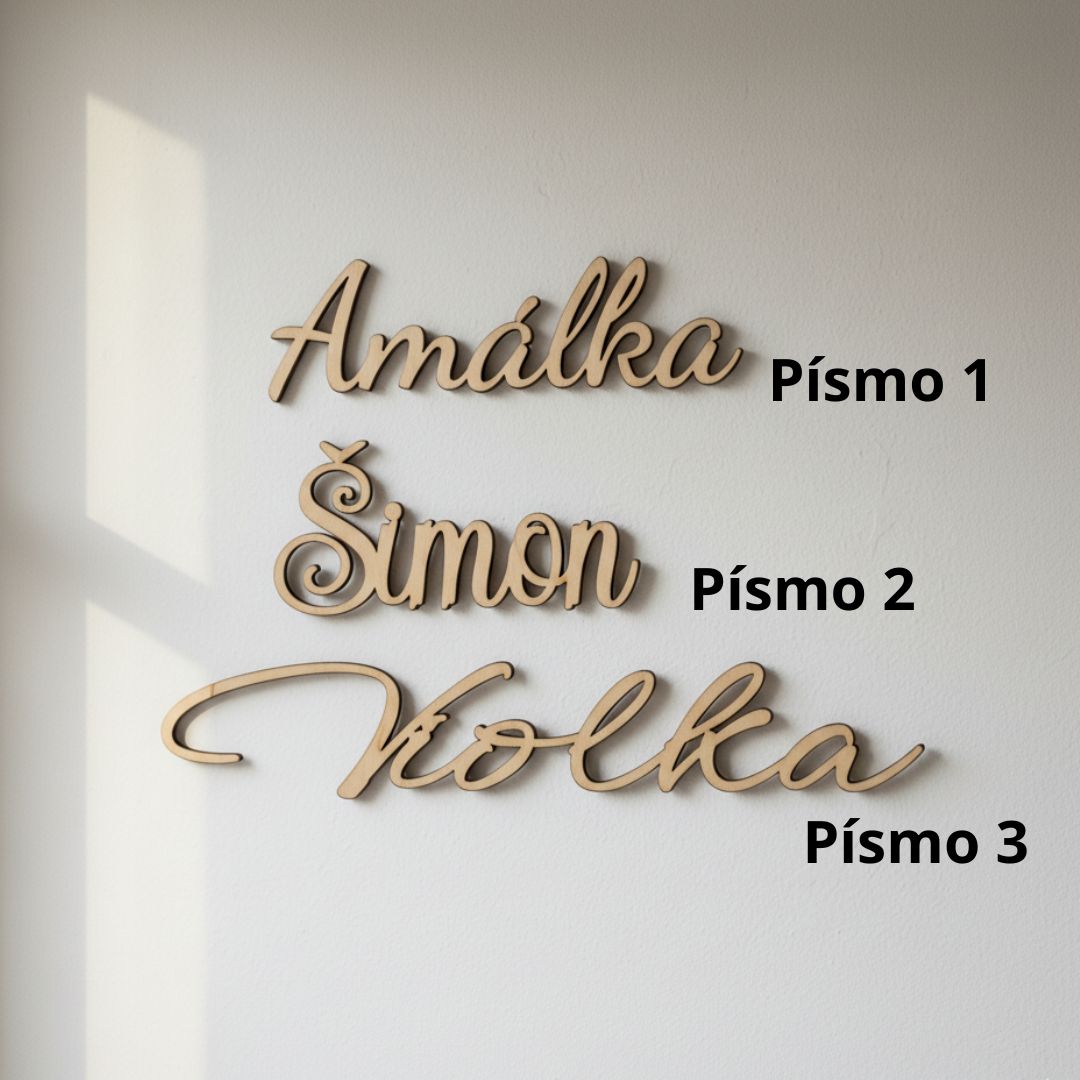 Jméno ze dřeva na zeď