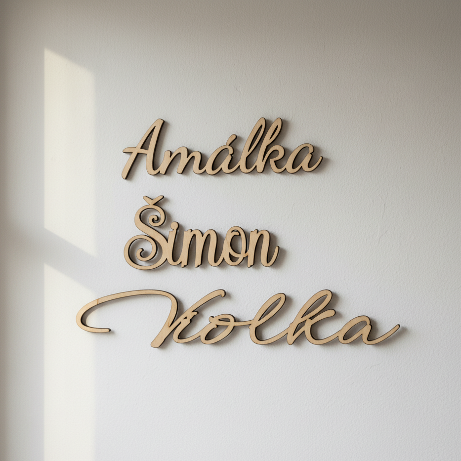 Jméno ze dřeva na zeď