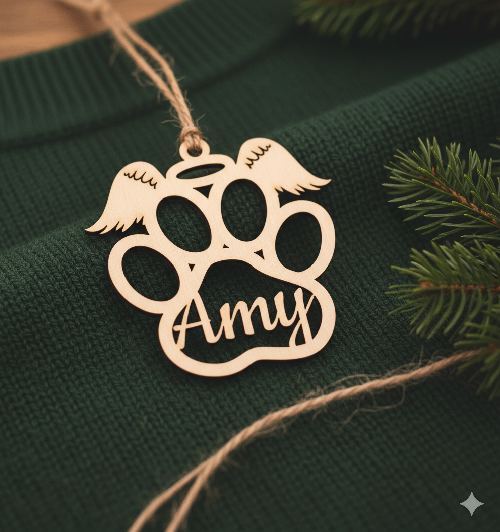 Vánoční ozdoba – Andělská tlapka se jménem