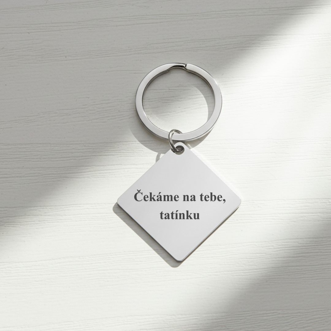 Ocelová klíčenka s rytinou PODLE FOTKY