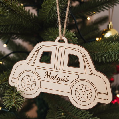 Dřevěná vánoční ozdoba se jménem – Auto