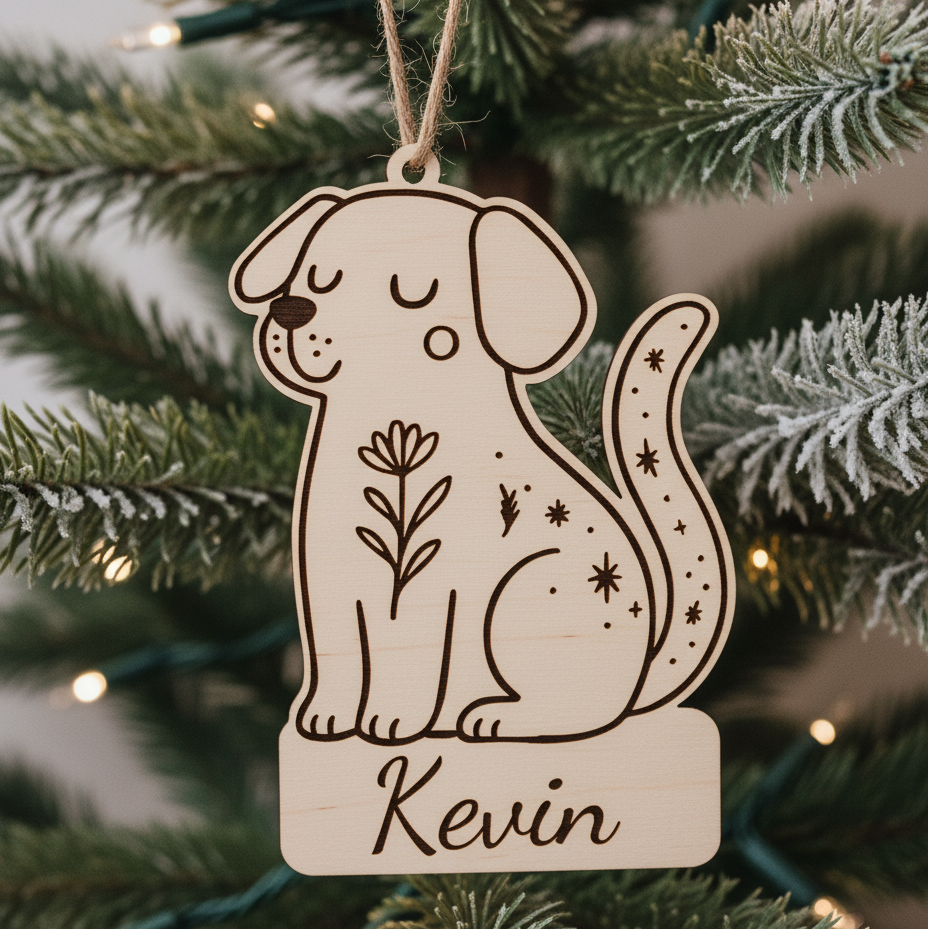 Dřevěná vánoční ozdoba - Pejsek se jménem