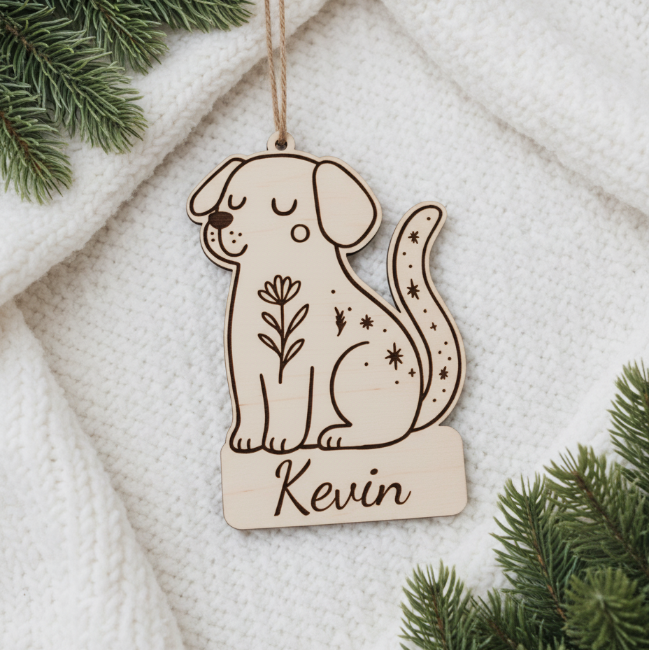 Dřevěná vánoční ozdoba - Pejsek se jménem