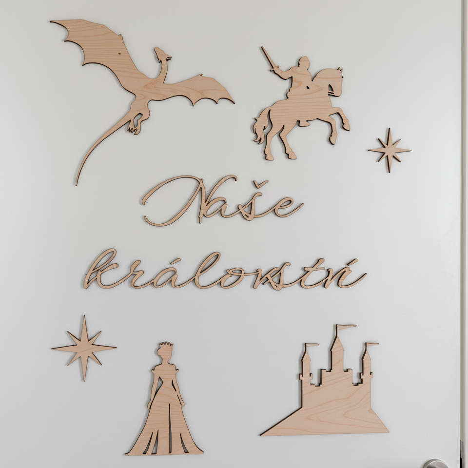Dřevěný nápis do dětského pokoje: Moje/Naše království