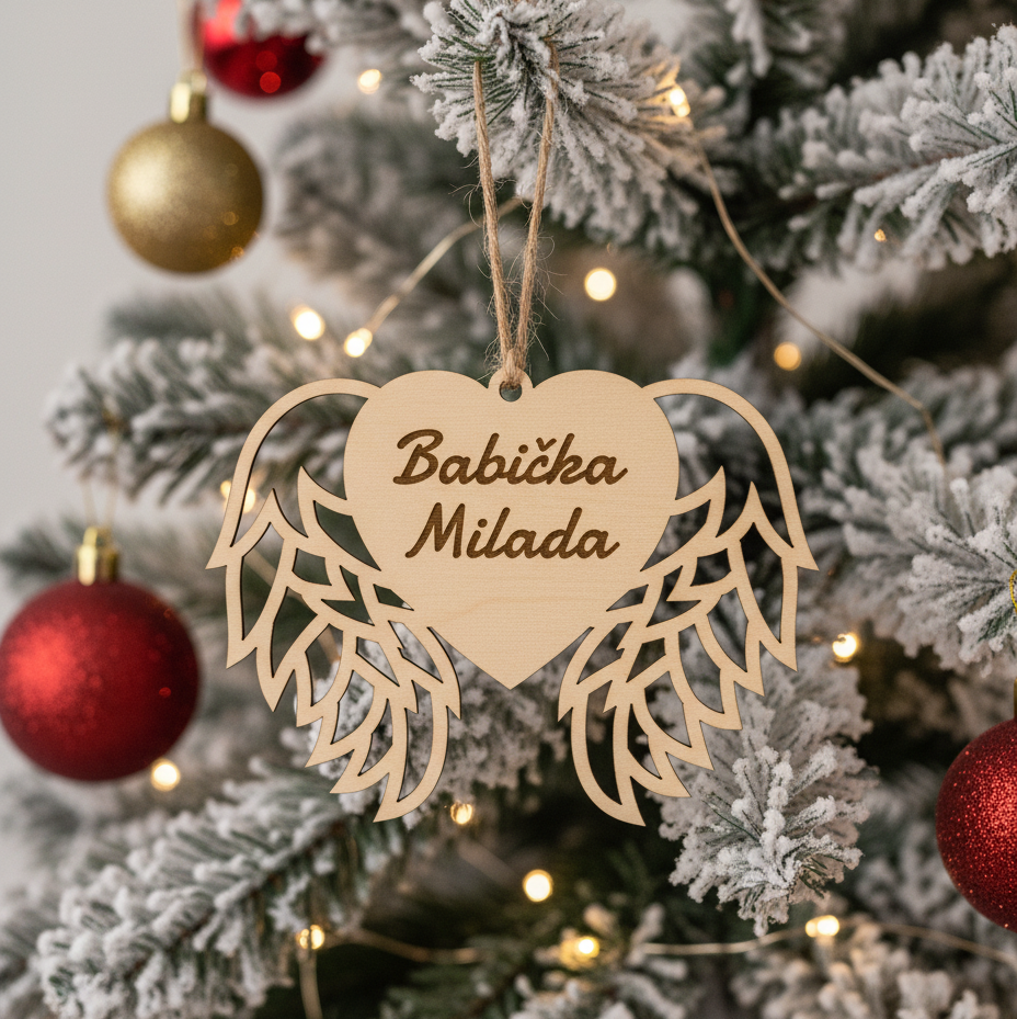 Vánoční ozdoba – Andělské srdce se jménem