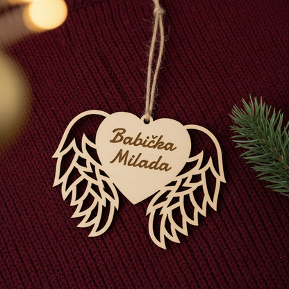 Vánoční ozdoba – Andělské srdce se jménem