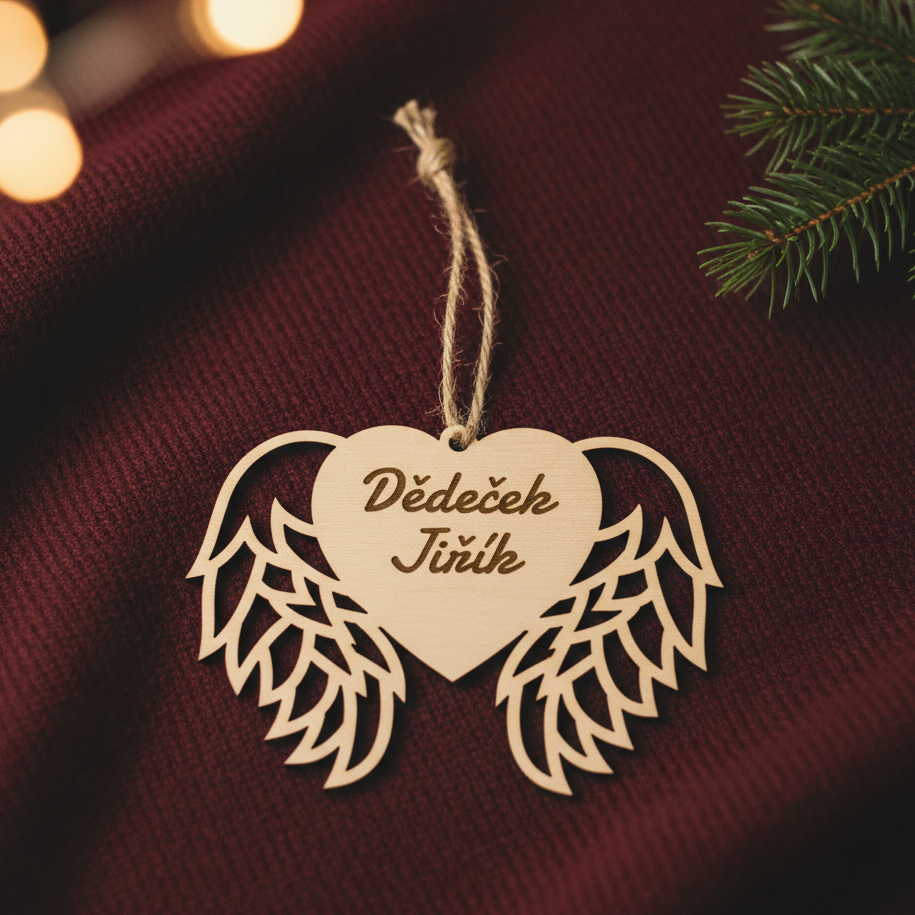 Vánoční ozdoba – Andělské srdce se jménem