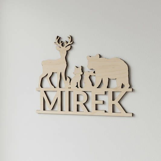 Dřevěná LESNÍ ZVÍŘÁTKA se jménem
