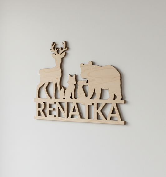 Dřevěná LESNÍ ZVÍŘÁTKA se jménem