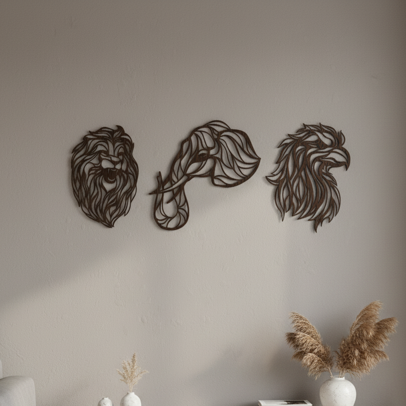 Dřevěná zvířata na zeď: Síla, moudrost a nadhled
